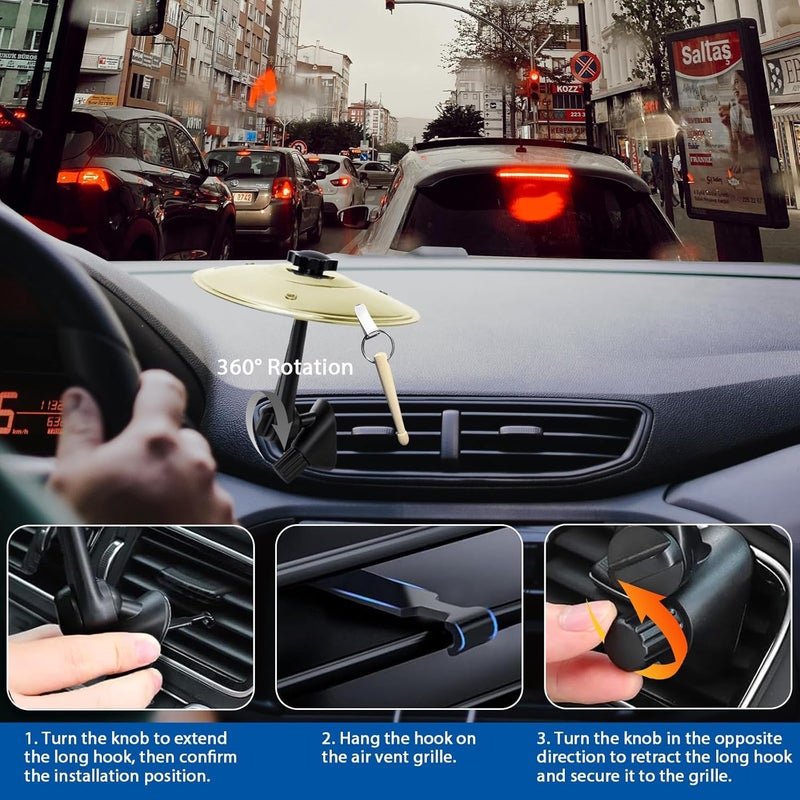 ALLCIFP Car Cymbal, Mini Car Cymbal for Air Vent, with Compact Drum Stick, Drum Crash Cymbal Accessory for Car Dash Interior Decoration, Golden, by - Image 3